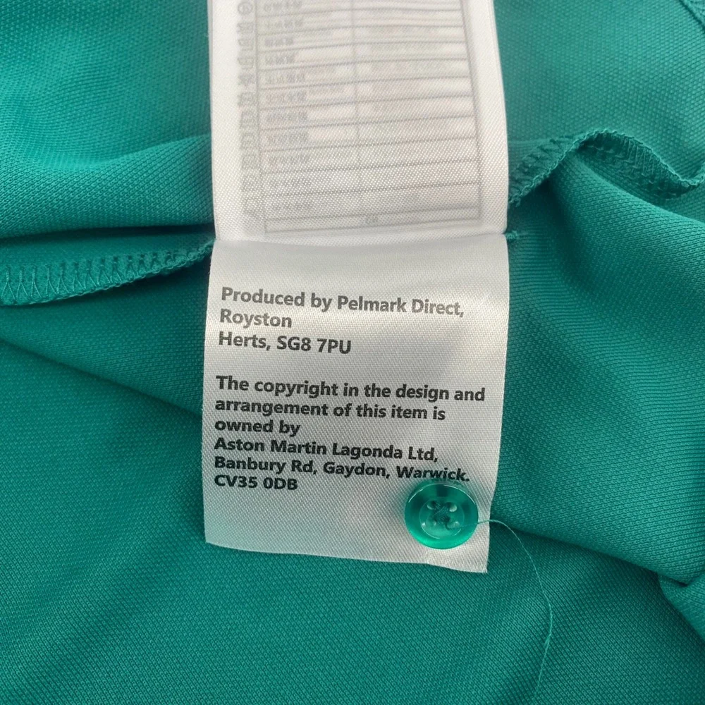 Aston Martin Polo Shirt Mens XL Teal Green Short‎ Sleeve AML23KPO01XL NWT Logo